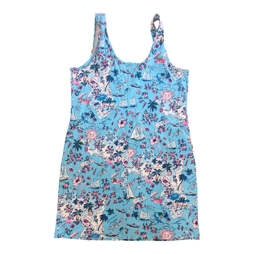 NWT Lilly Pulitzer Newberri Tank Dress Amalfi Blue Lilly’s Road Trip Resort XL - Picture 8 of 10